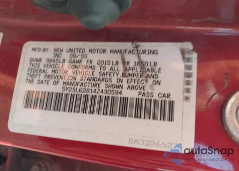 2004 Pontiac Vibe from USA, damaged, VIN 5Y2SL62814Z430594